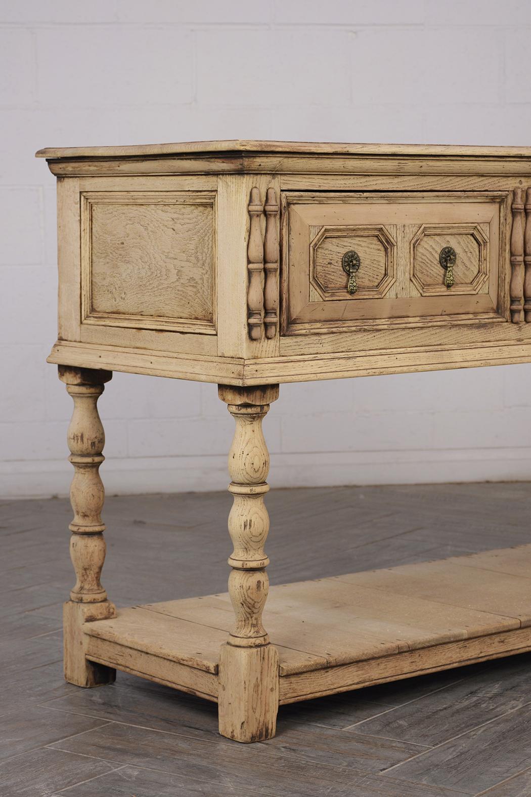 Woodwork Antique Spanish Style Server with a Bleach Finish 