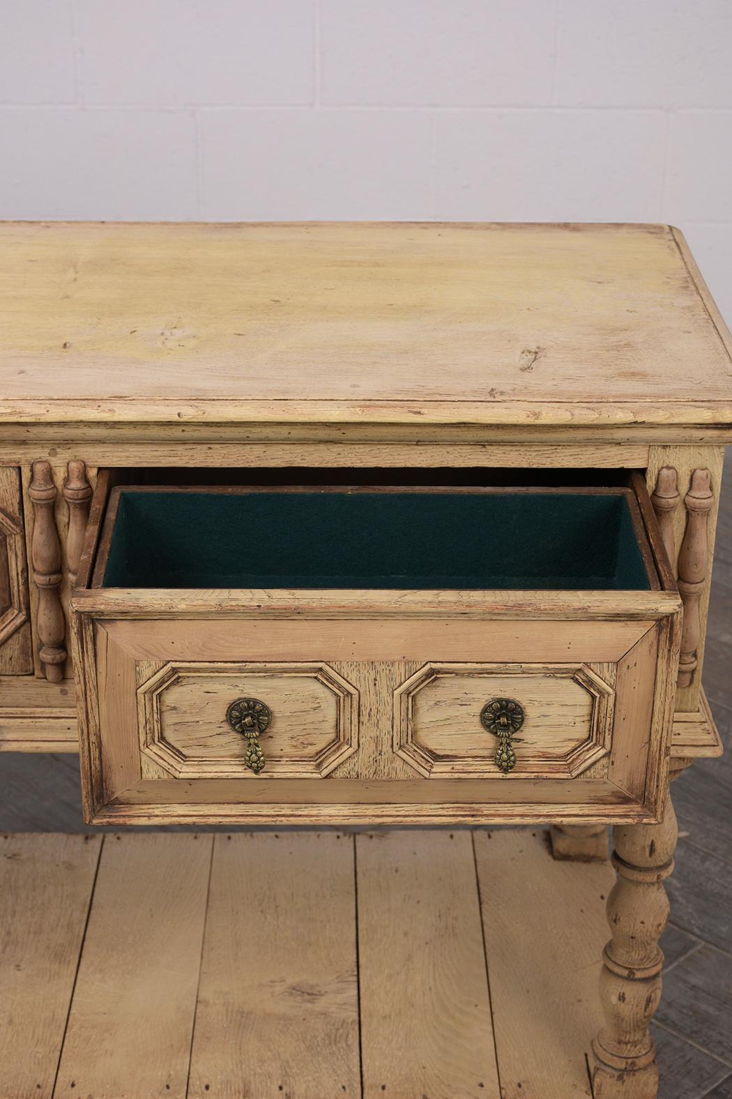 Antique Spanish Style Server with a Bleach Finish  1