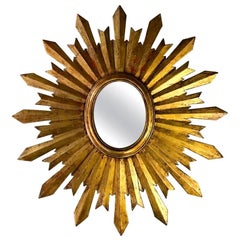 Antiguo Espejo Español Sunburst