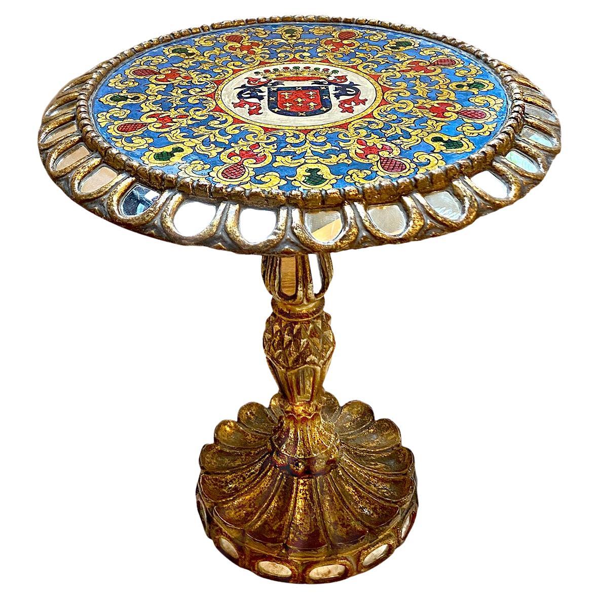 Antique Spanish Table with Painted Top For Sale