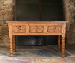 Antique Spanish Table, Wood, Artisanal, Furniture, 18th Century
