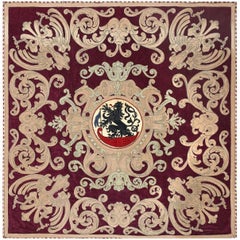 Antique Spanish Tapestry with Medallion. Size: 8' x 8' 3" (2.44 m x 2.51 m)