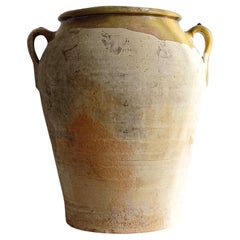 Grande jarre à huile d'olive ancienne en terre cuite espagnole avec Patina, ci. 19e/20e C.