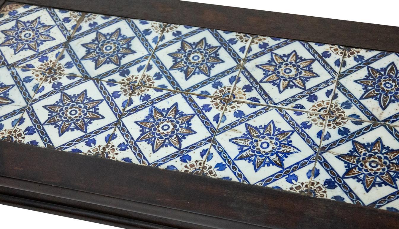 Ceramic Antique Spanish Tile on Chinese Style Table