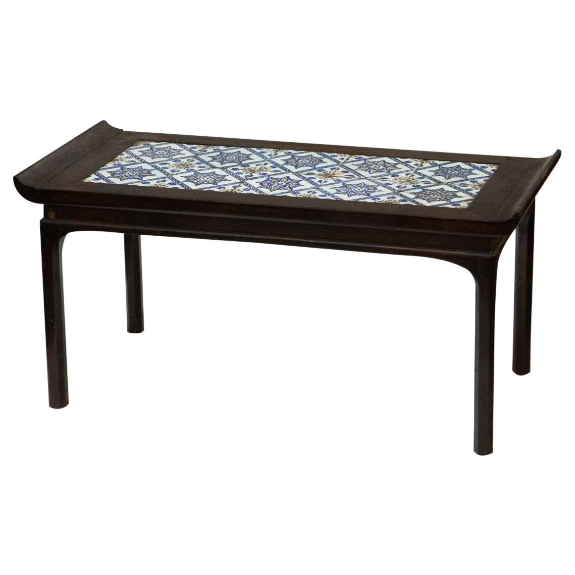 Antique Spanish Tile on Chinese Style Table