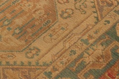 Antique Oushak Runner in Golden-Beige with Geometric Medallions - Rug & Kilim