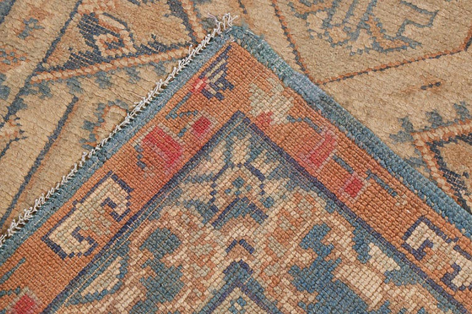 Late 19th Century Antique Spanish Traditional Beige and Blue Hemp-Wool Rug by Rug & Kilim For Sale