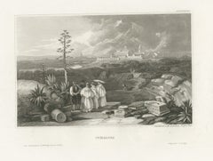 Antique Spanish View of the Roman Ruins of Italica, Engraving, circa 1850