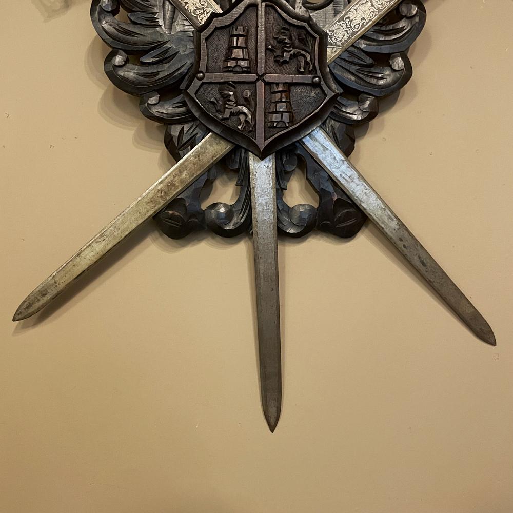 Antique Spanish Wall Crest with Crossed Sword Display 1
