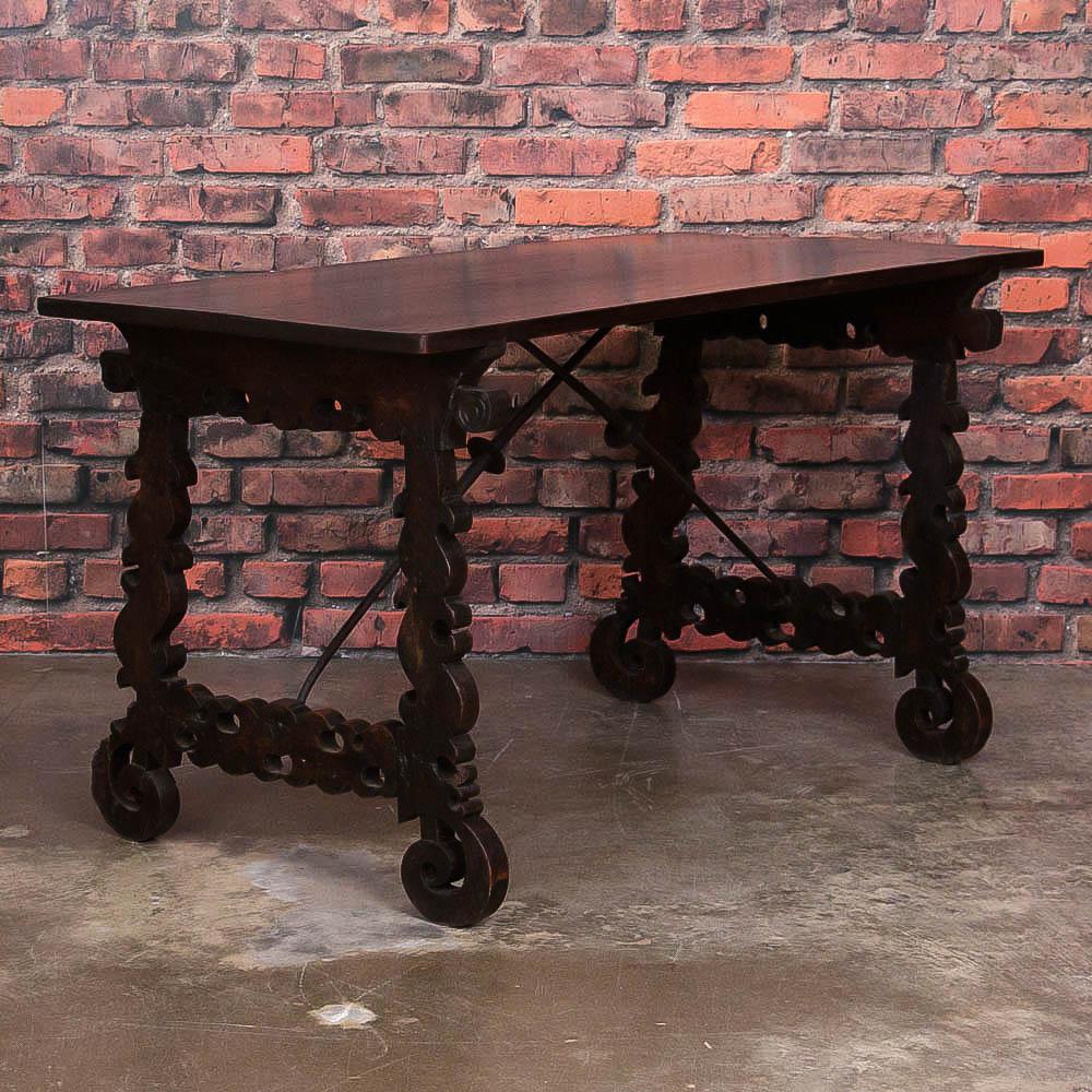 Antique Spanish Walnut Table/Writing Desk In Good Condition In Round Top, TX