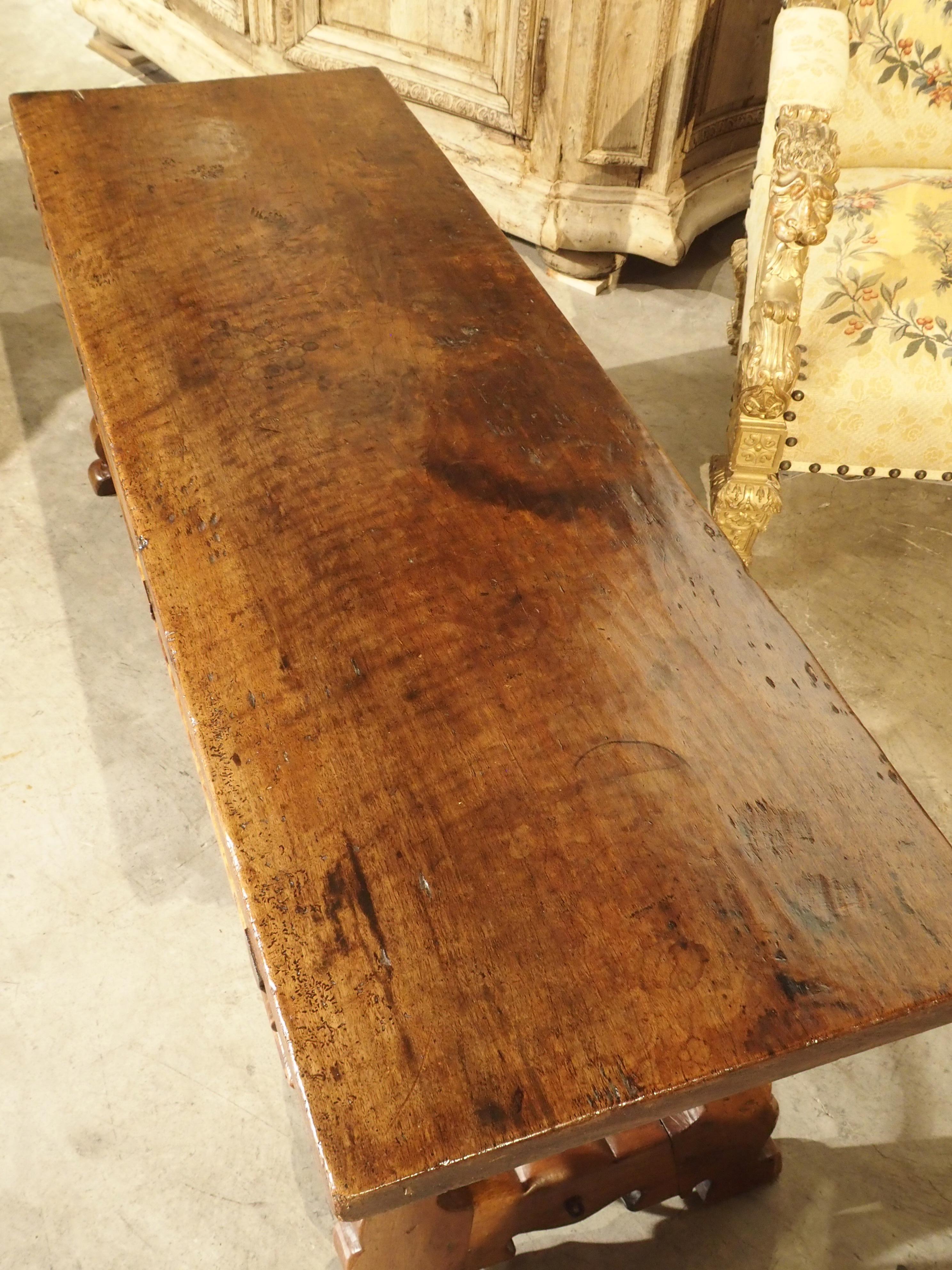 Hand-Carved Antique Spanish Walnut Wood Coffee Table