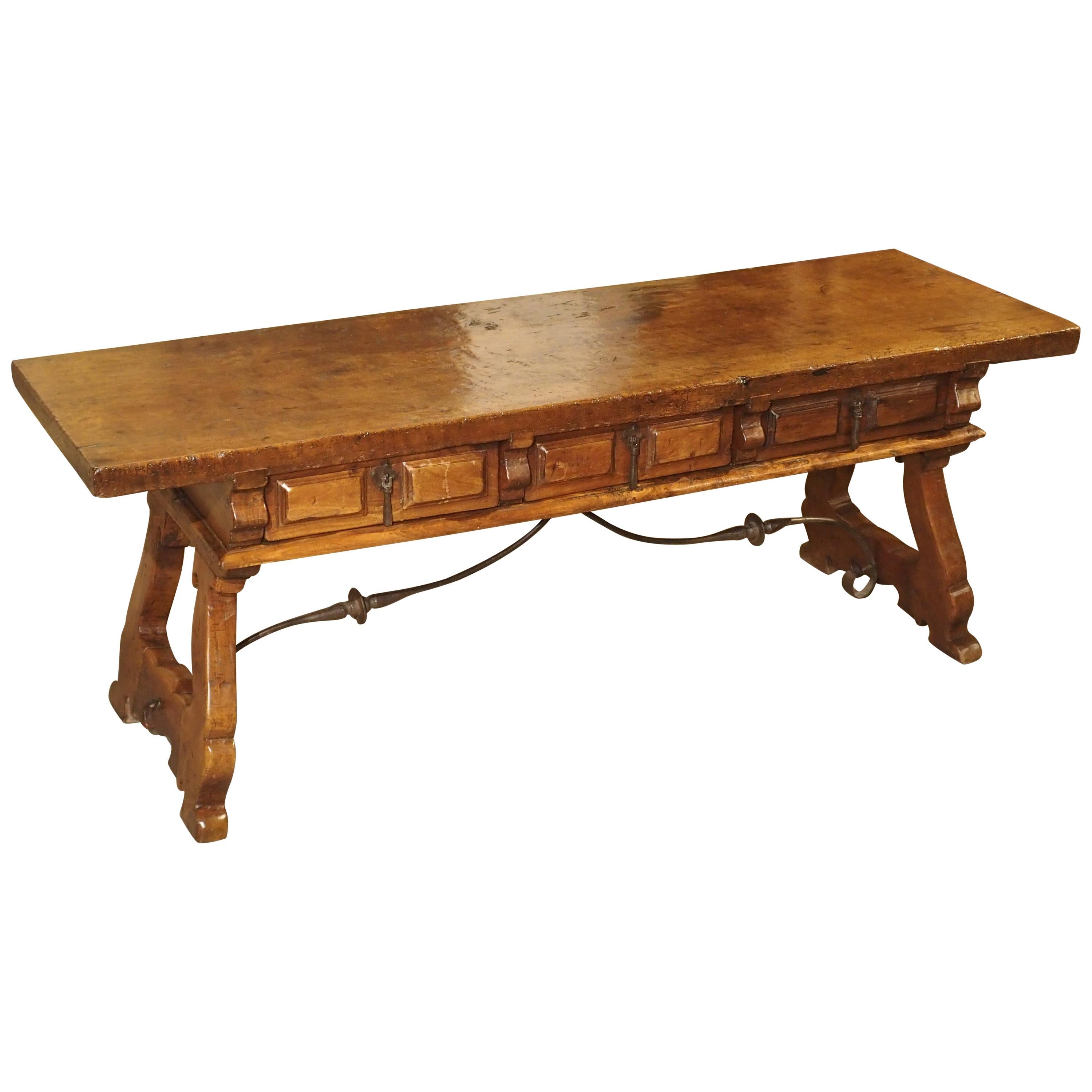 Antique Spanish Walnut Wood Coffee Table