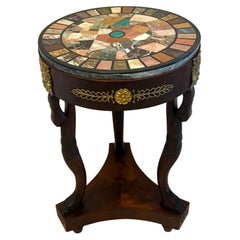 Antique Specimen Marble Top Centre Table Mahogany Swan Support Side Table