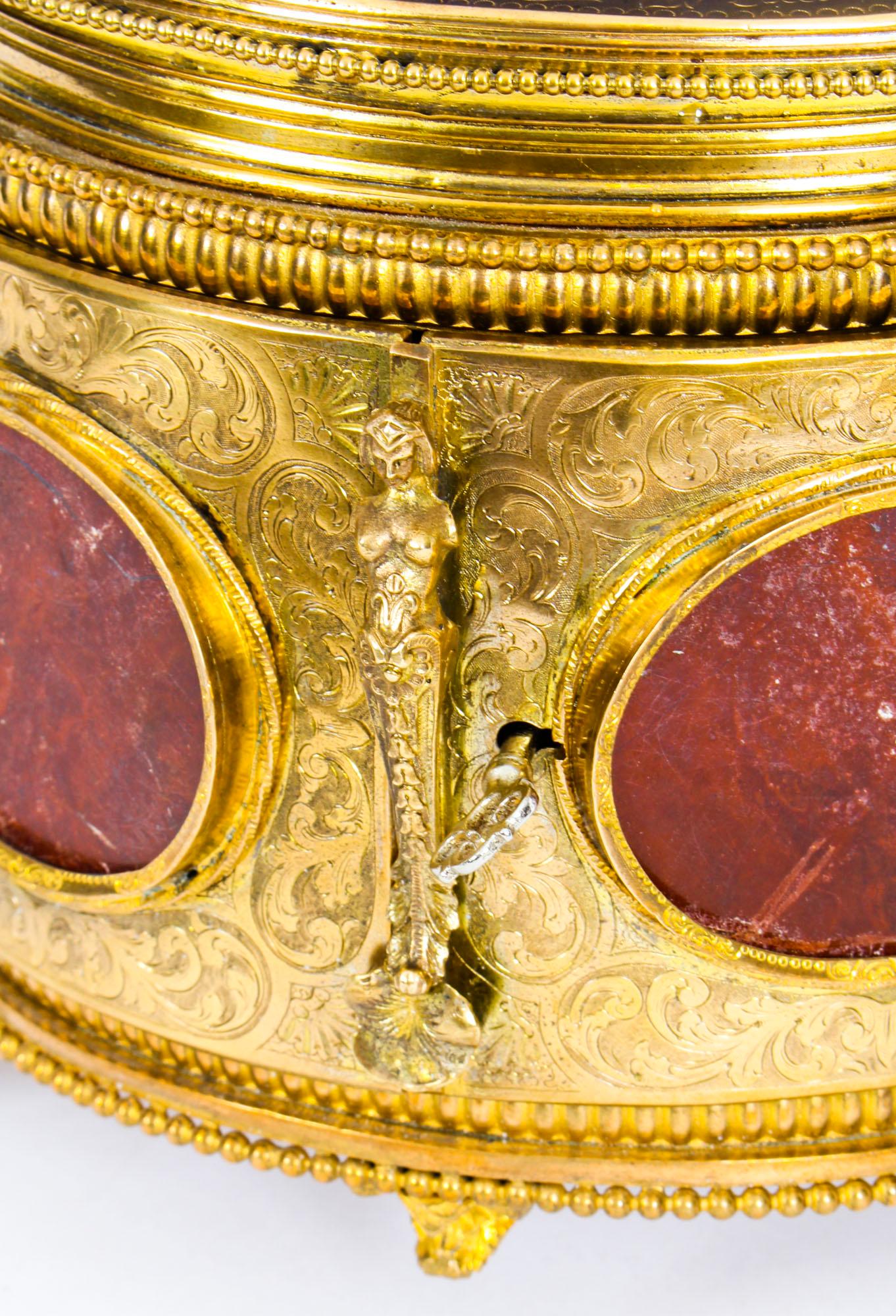19th Century Specimen Precious Hard Stone and Ormolu Mounted Jewelry Cabinet 5