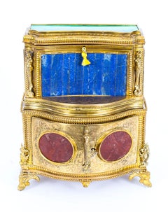 Meuble de rangement à bijoux spécimen en pierre dure et ormolu du 19ème siècle