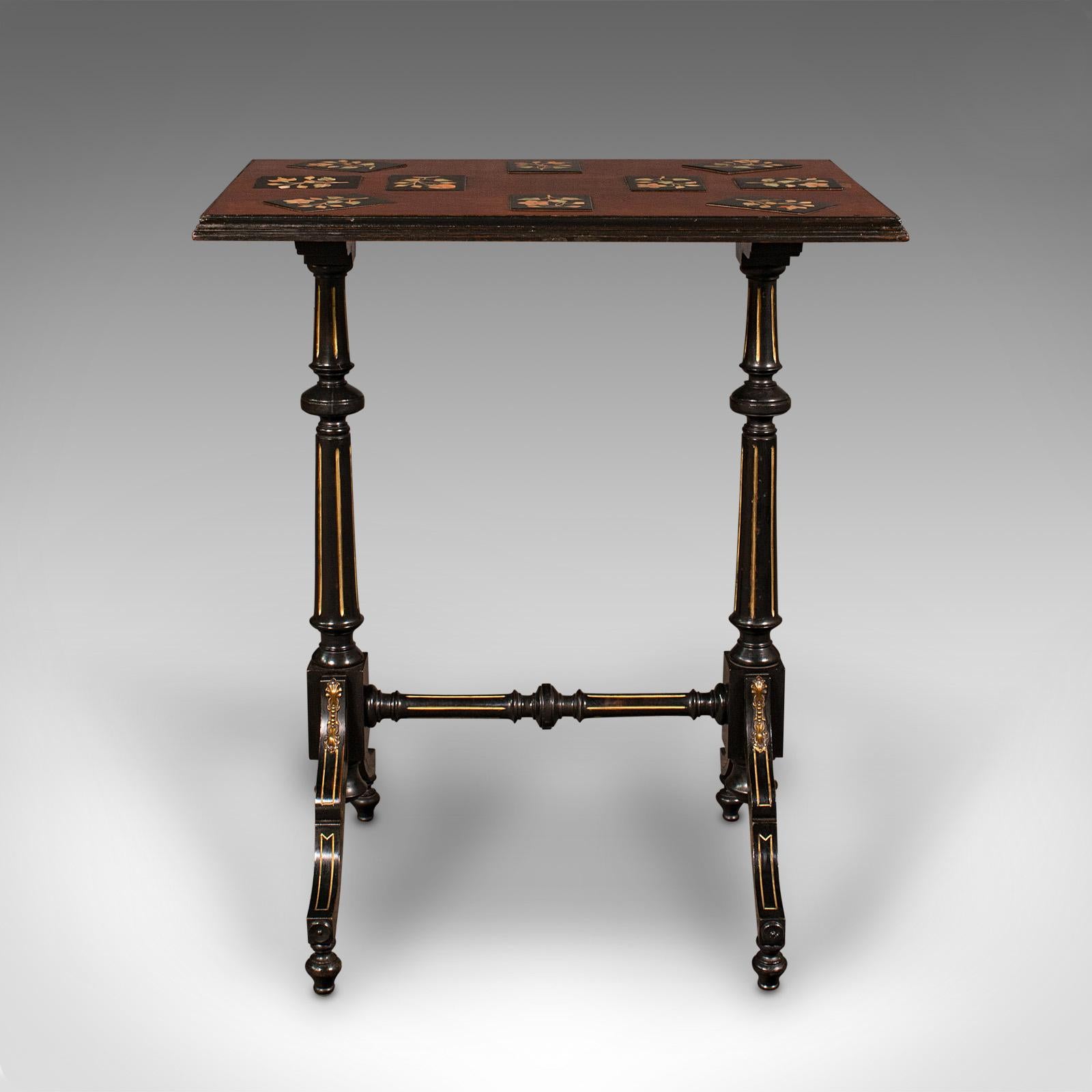 19th Century Antique Specimen Table, English, Inlaid, Occasional, Aesthetic Period, Victorian For Sale