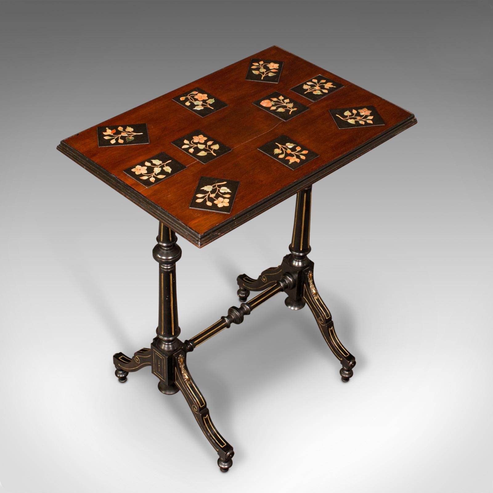 Antiker Exemplar-Tisch, englisch, Intarsien, beigefügt, ästhetische Periode, viktorianisch (Marmor) im Angebot