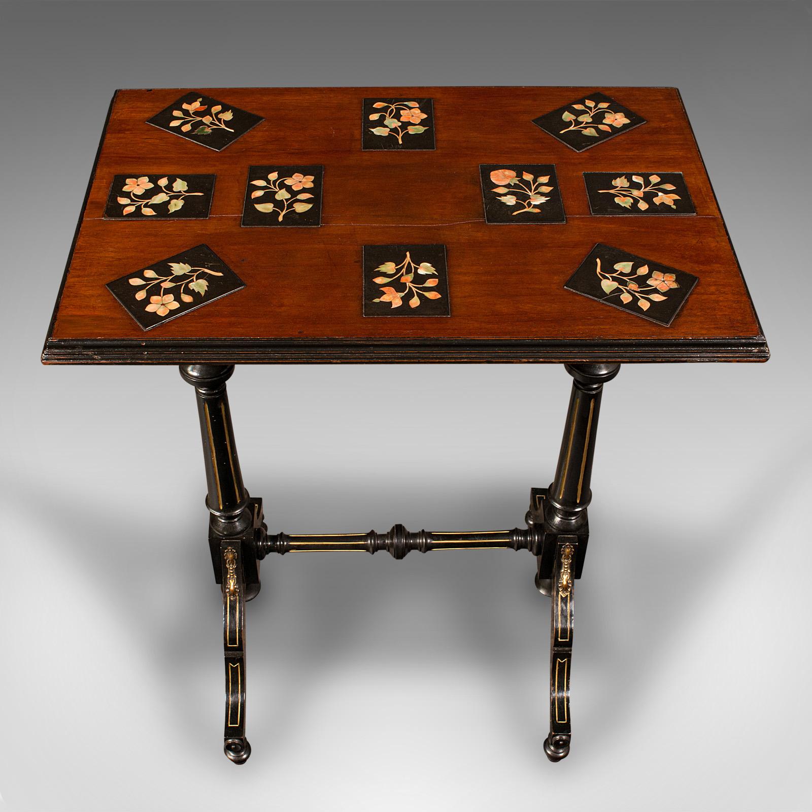 Antique Specimen Table, English, Inlaid, Occasional, Aesthetic Period, Victorian For Sale 1