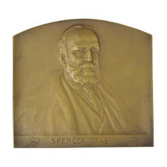 Antique Spencer Trask Bronze Plaque Paperweight by Victor David Brenner