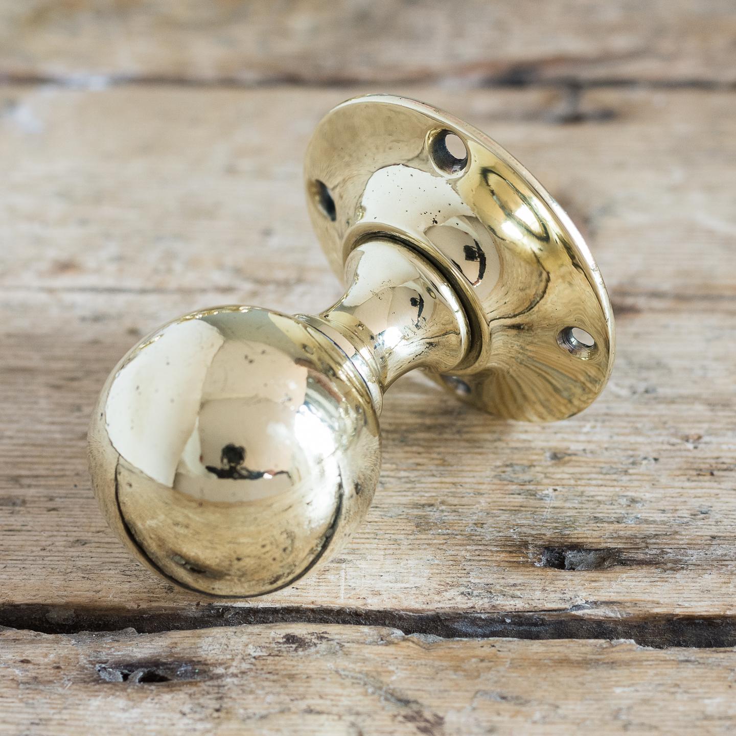 Edwardian Antique Spherical Brass Door Knobs