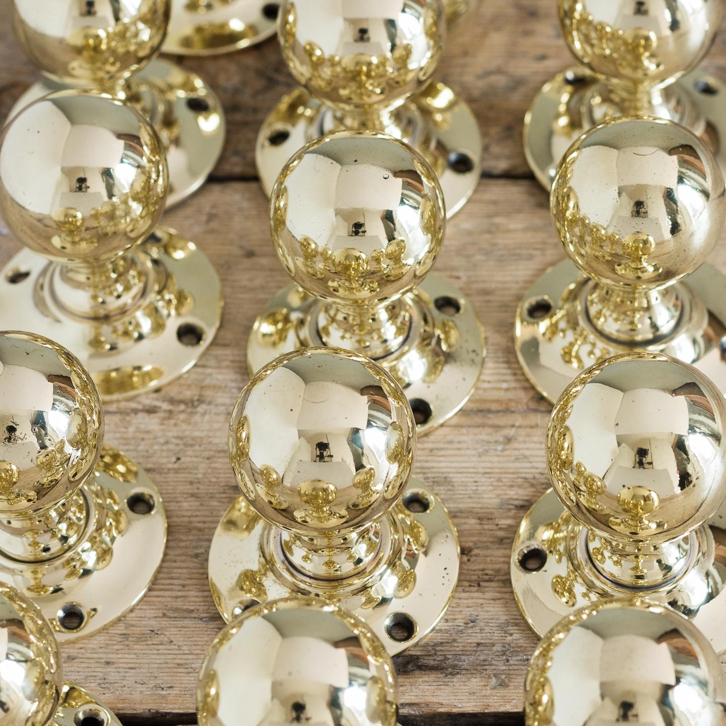 Cast Antique Spherical Brass Door Knobs