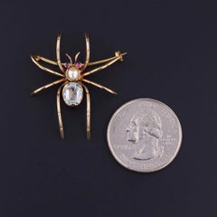 Antique Spider Brooch of 18k Gold and Aquamarine, Circa 1900