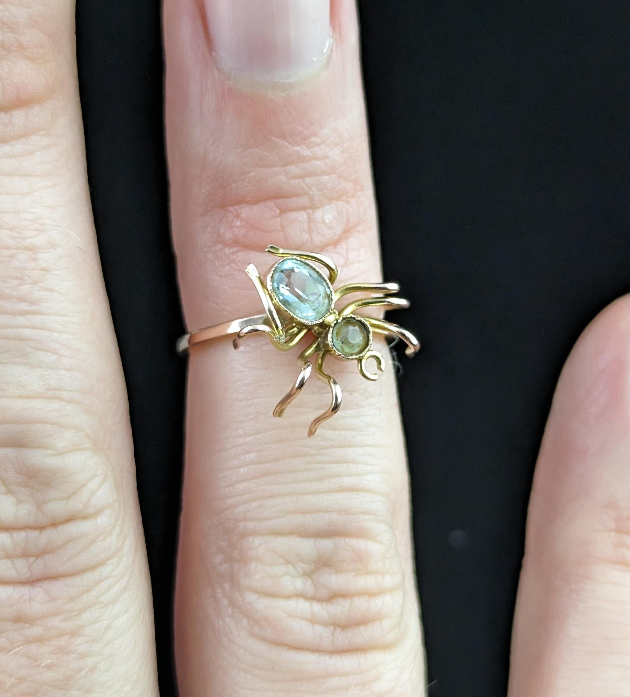 Antique Spider conversion ring, 9k gold, Spinel and paste  For Sale 4