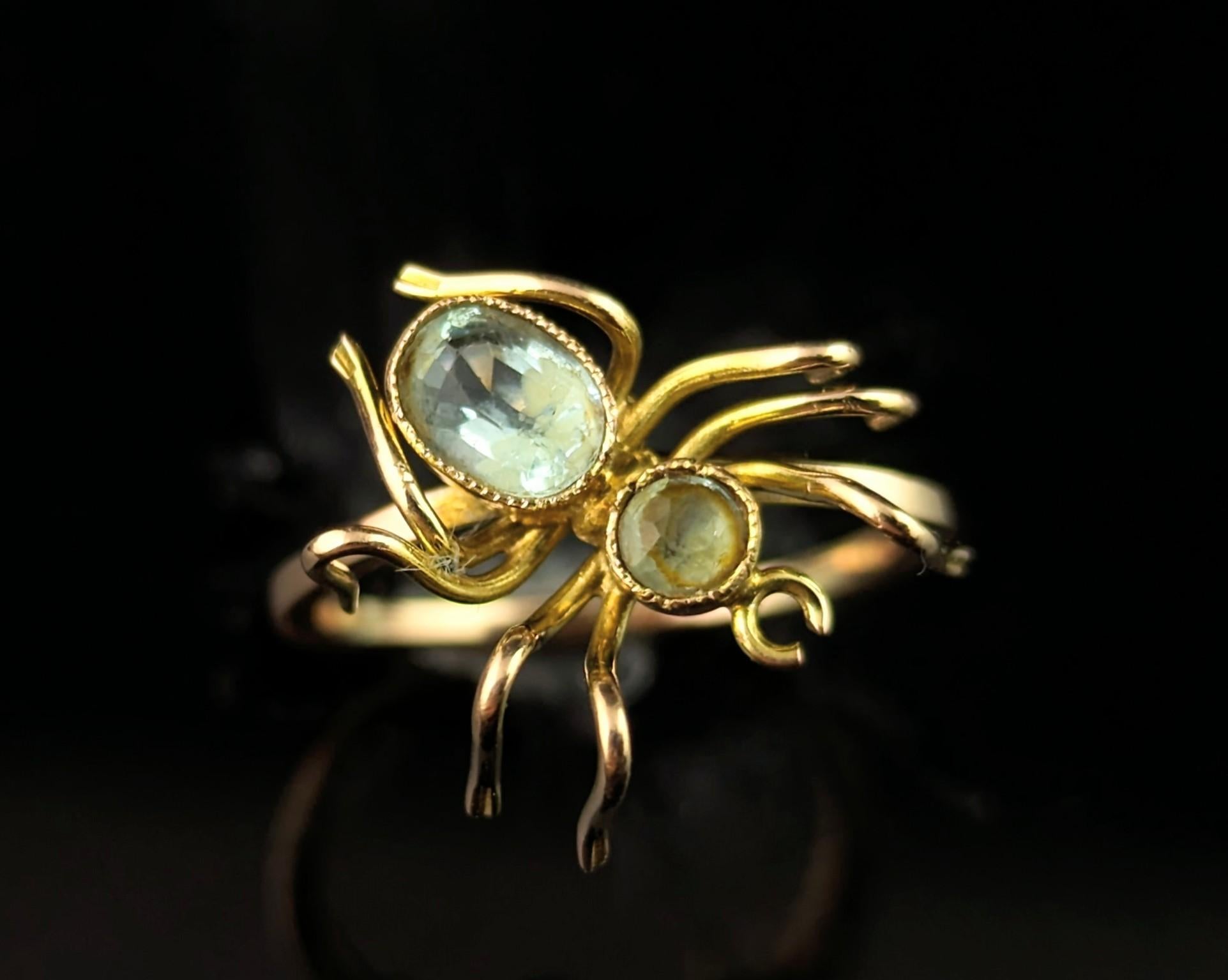 Antique Spider conversion ring, 9k gold, Spinel and paste  For Sale 7