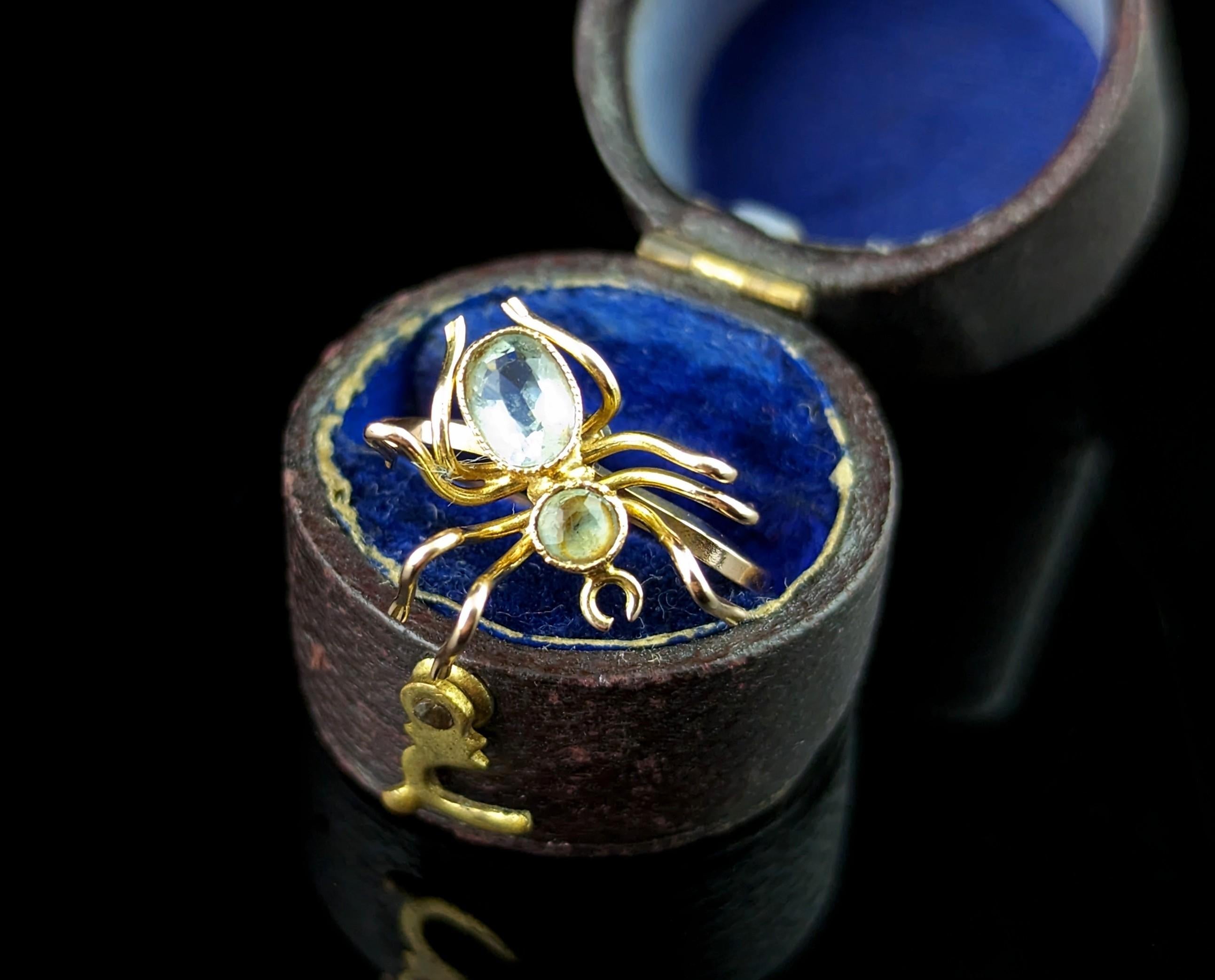Antique Spider conversion ring, 9k gold, Spinel and paste  In Good Condition For Sale In NEWARK, GB
