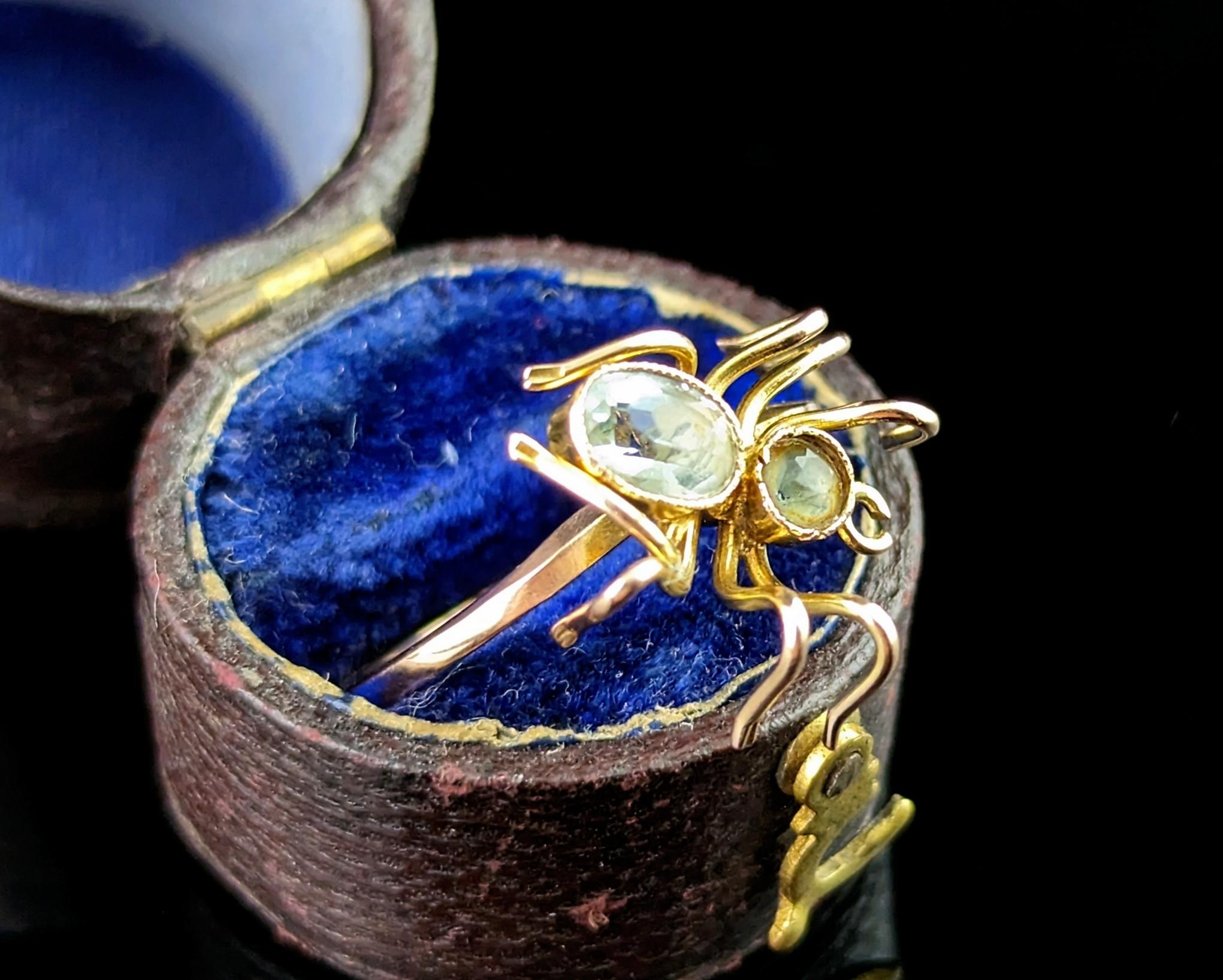 Antique Spider conversion ring, 9k gold, Spinel and paste  For Sale 1