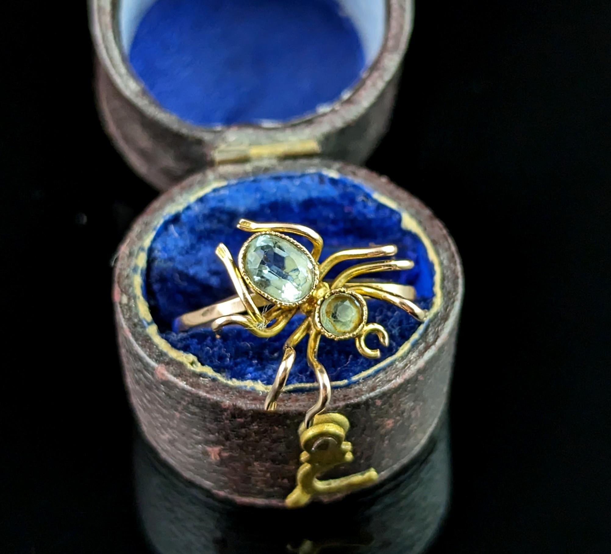 Antique Spider conversion ring, 9k gold, Spinel and paste  For Sale 2