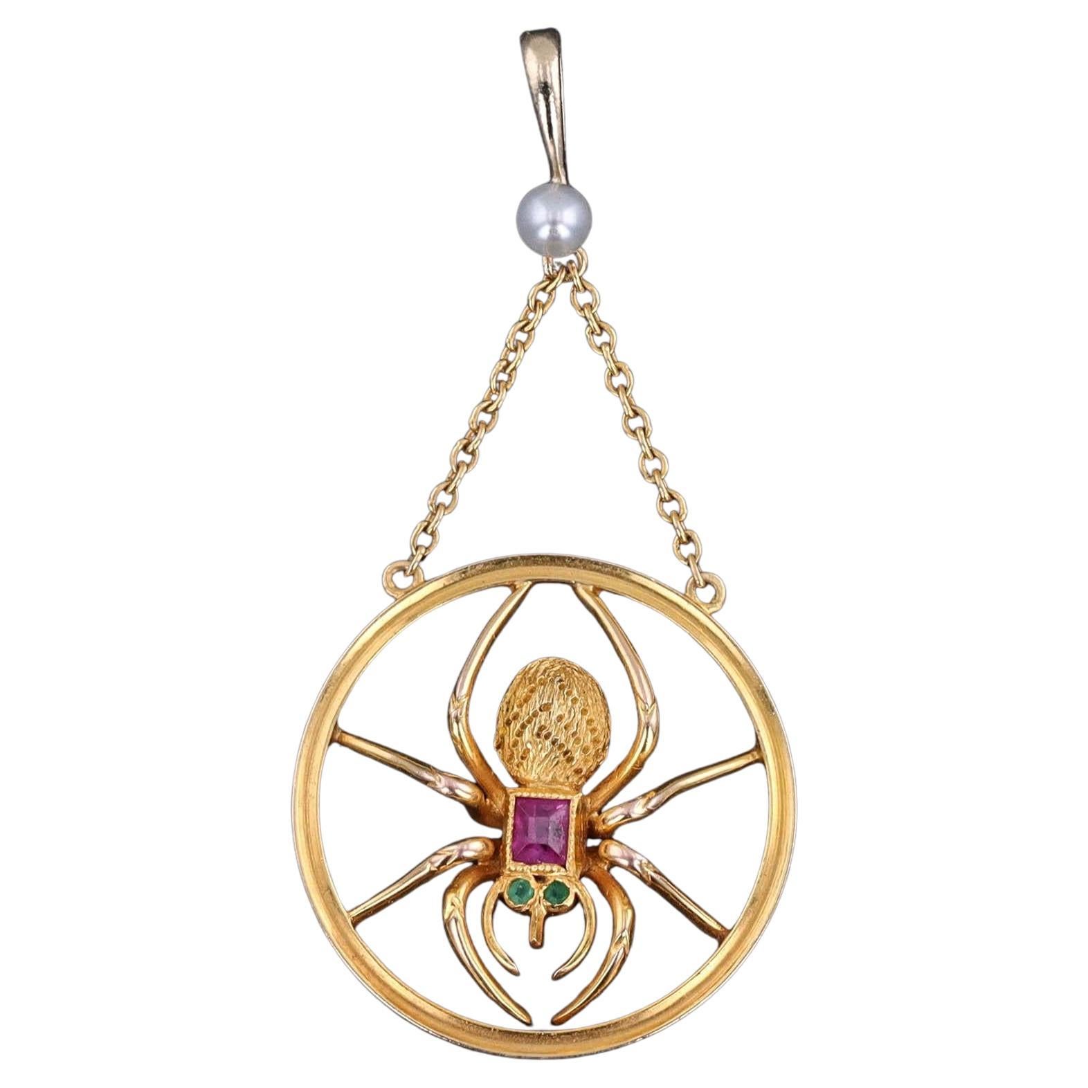 Antique Spider Pendant of 9ct Gold