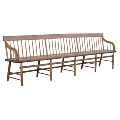 Antique Spindle Back Pine Wood Deacons Windsor Farm Bench