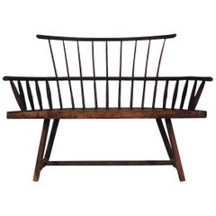 Antique Spindle Back Windsor Bench in Pine with a Modern Form