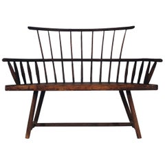 Vintage Spindle Back Windsor Bench in Pine with a Modern Form