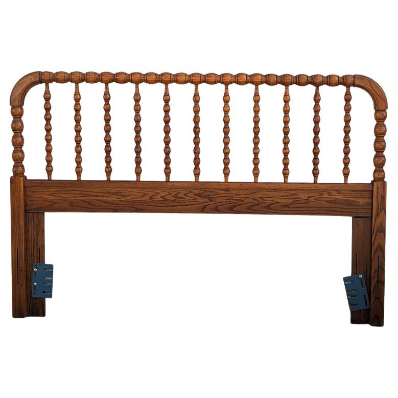 Antique Spindle Headboard Queen Size 19th Century Solid Oak Victorian Style For Sale