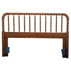Antique Spindle Headboard Queen Size 19th Century Solid Oak Victorian Style