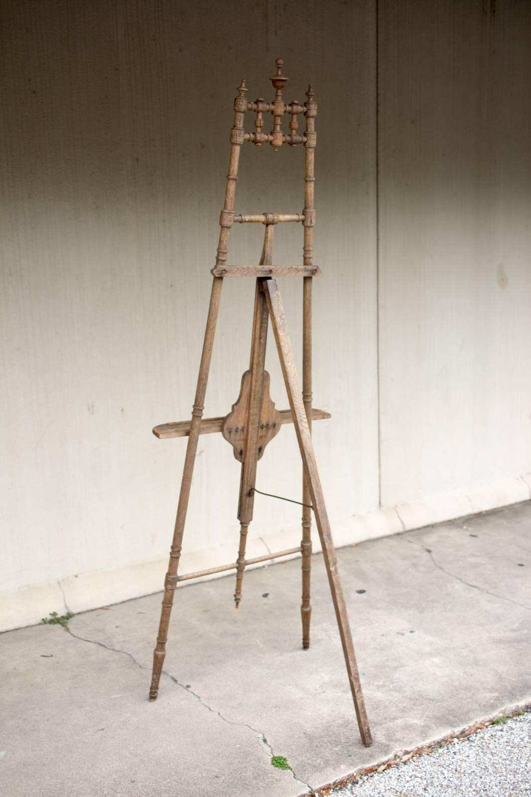 French Antique Spindle Wood Easel Found in France
