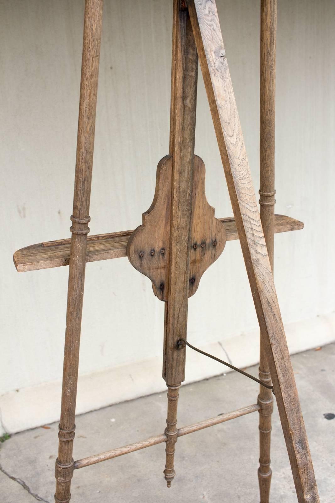 Hand-Carved Antique Spindle Wood Easel Found in France