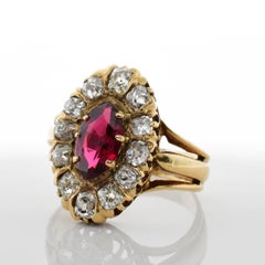 Antique Spinel Diamond Gold Ring