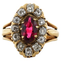 Antique Spinel Diamond Gold Ring