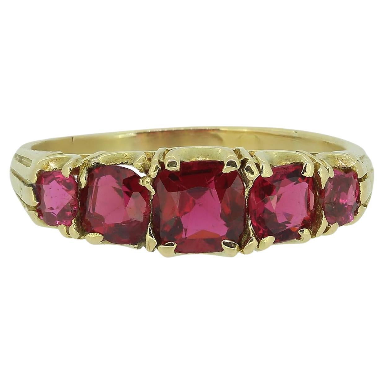 Antique Spinel Five Stone Ring For Sale