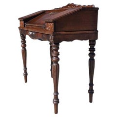 Antiker Spinet-Schreibtisch, Massivholz, Schreibtisch, Sekretär-Schreibtisch