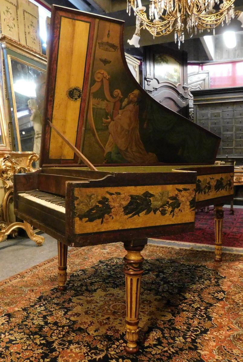 Italian Antique Spinetta Piano, Openable with Painting, 18th Century Venice 'Italy'