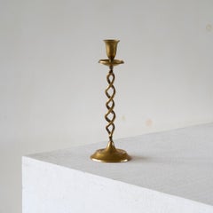 Antique Spiraling Candle Holder in Cast Brass Early 20th Century