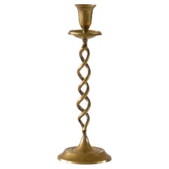 Antique Spiraling Candle Holder in Cast Brass Early 20th Century