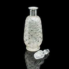 Antique Spirit Decanter, Edwardian, Cut Glass, Hallmarked Silver, English, 1903