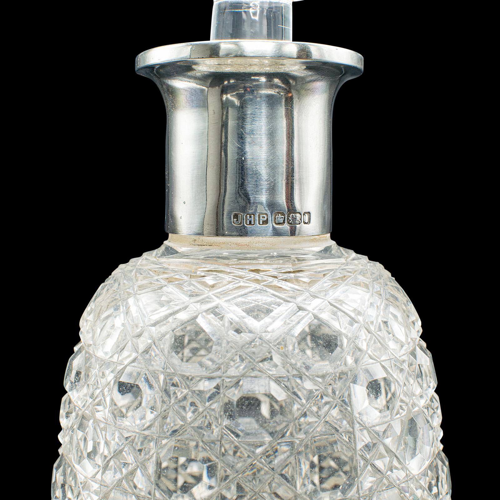 Antique Spirit Decanter, Edwardian, Cut Glass, Hallmarked Silver, English, 1903 For Sale 2