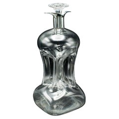 Antique Spirit Decanter, English, Glass, Silver, Port, Brandy Bottle, Edwardian