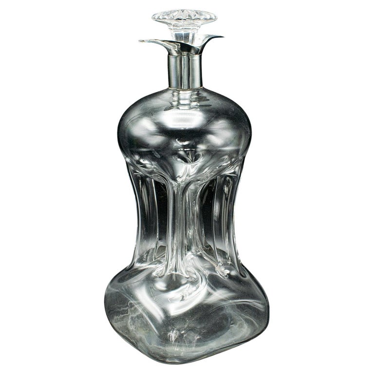 Antike Spirituosen-Karaffe, Englisch, Glas, Silber, Portwein, Brandy-Flasche, Edwardian im Angebot bei 1stDibs Deutschland